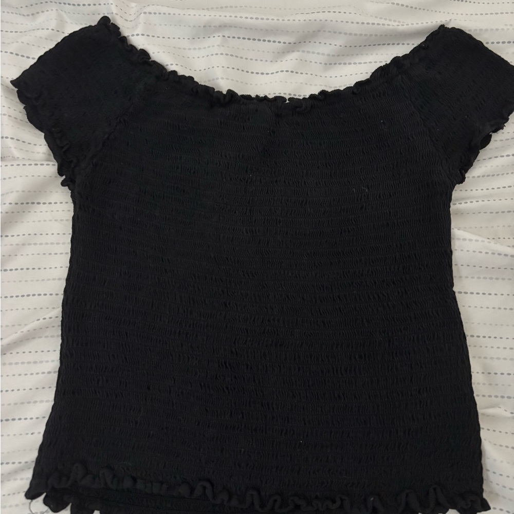Brandy Melville Black Ruffle Top